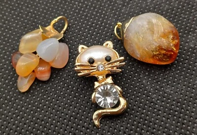 CIONDOLI PIETRA NATURALE QUARZO , AGATA E CRISTALLO  - LOTTO 3 PEZZI - Immagine 1 di 4
