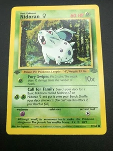 Nidoran Female 1st Edition 57/64 Jungle Common Pokemon Vintage Card WOTC NM 1999 - Picture 1 of 2