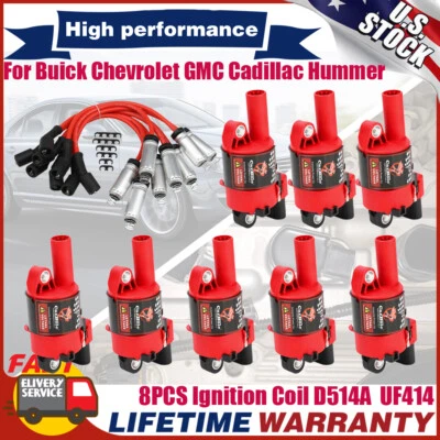 8 Pack Ignition Coil W/ Wire for 2007-2016 Chevy Silverado 1500 Tahoe GMC Sierra - Image 1 of 4