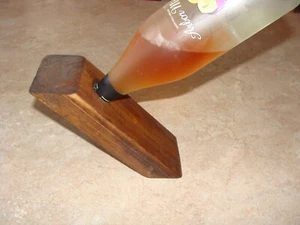 Wine Bottle Stand Holder Wooden Stained Brown Handcrafted Floating - Picture 1 of 6