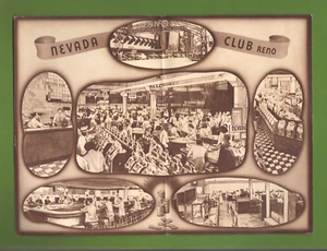 Rare Giant 1940's NEVADA CLUB Reno Souvenir Postcard 9-1/2" x 7-1/4" UNPOSTED - Picture 1 of 2