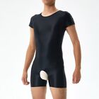Stretchy Bodystocking Jumpsuit Men's Glossy Slim Fit Bodysuit Crotchless Thong