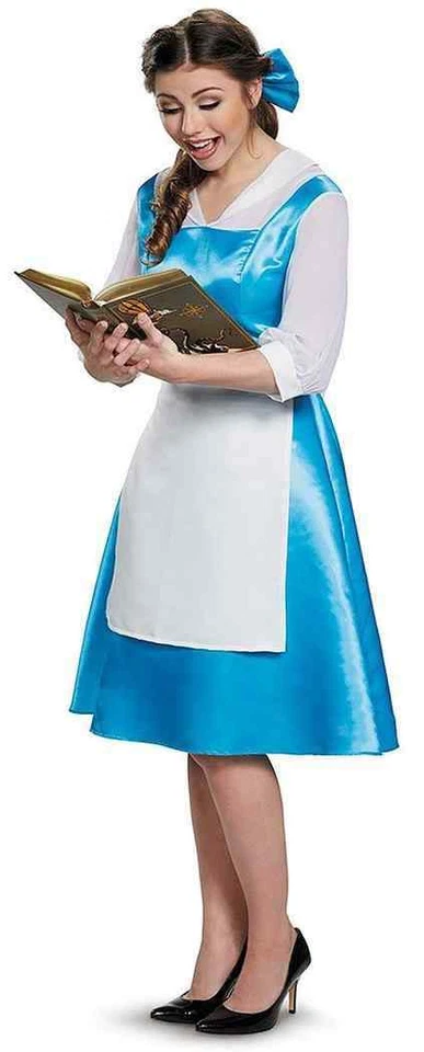 Adult Halloween Costume Beauty and The Beast Belle Fancy Blue Dress Women