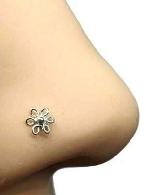 Borchia naso fiore filigrana sole 22 g (0,6 mm) argento sterling 925 perno pa... - Immagine 1 di 4