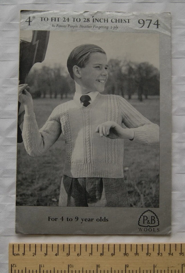 Vintage: P&B 974 boy's sweaters, 3 ply, 4-9 years, 24-28 inch chest - Image 1 of 1