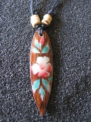 Surferkette Blume Holz Baumwolle Halskette Herren Damen schwarz braun Kette Surf - Bild 1 von 2