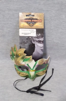 Mardi Gras Gold and Green EyeMask Masquerade Carnival - Image 1 of 4