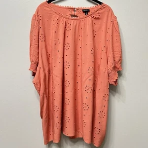 Top tórrido para mujer 4 4x túnica naranja cottagecore boho modesto floral ojales recorte - Imagen 1 de 16