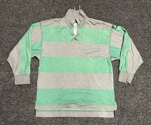 Vintage Adidas Equipment Men’s Orange Gray Stripe Long Sleeve Polo Shirt (L) - Picture 1 of 2