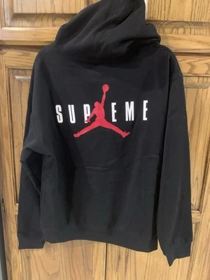 Supreme Air Jordan Jump man Hooded Sweatshirt Black Hoodie Men's Medium M - Image 1 of 4