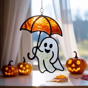 Niedlicher Geist Acryl Sonnenfänger, Halloween Fensterbehang Ornament, gruselige Deko - Bild 1 von 5