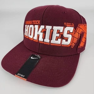 Nike Neu mit Etikett Virginia Tech Hokies Snapback-Mütze weinrot bestickte Nähte Kappe - Bild 1 von 8