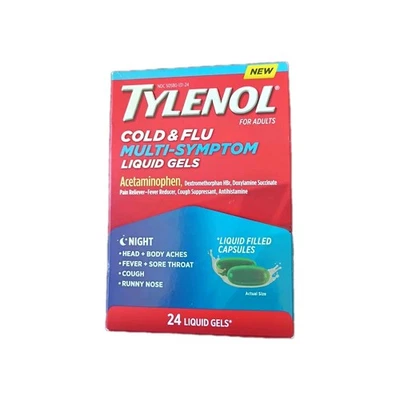 Tylenol Resfriado + Gripe Noche Multi-Síntomas Alivio, 24 ct - CADUCIDAD 4/26 Foto 1 de 3