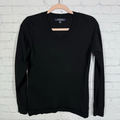 Brooks Brothers Extra Fine Wool Sweater Women Medium Black Soft Preppy Minimalis - Image 1 of 4