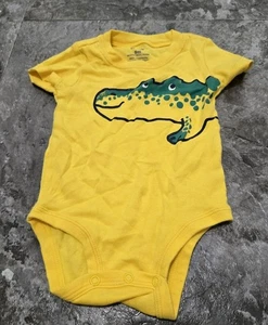 Carter's Baby Boy Yellow and Green Crocodile Short Sleeve Bodysuit Size 9 Months - Picture 1 of 3