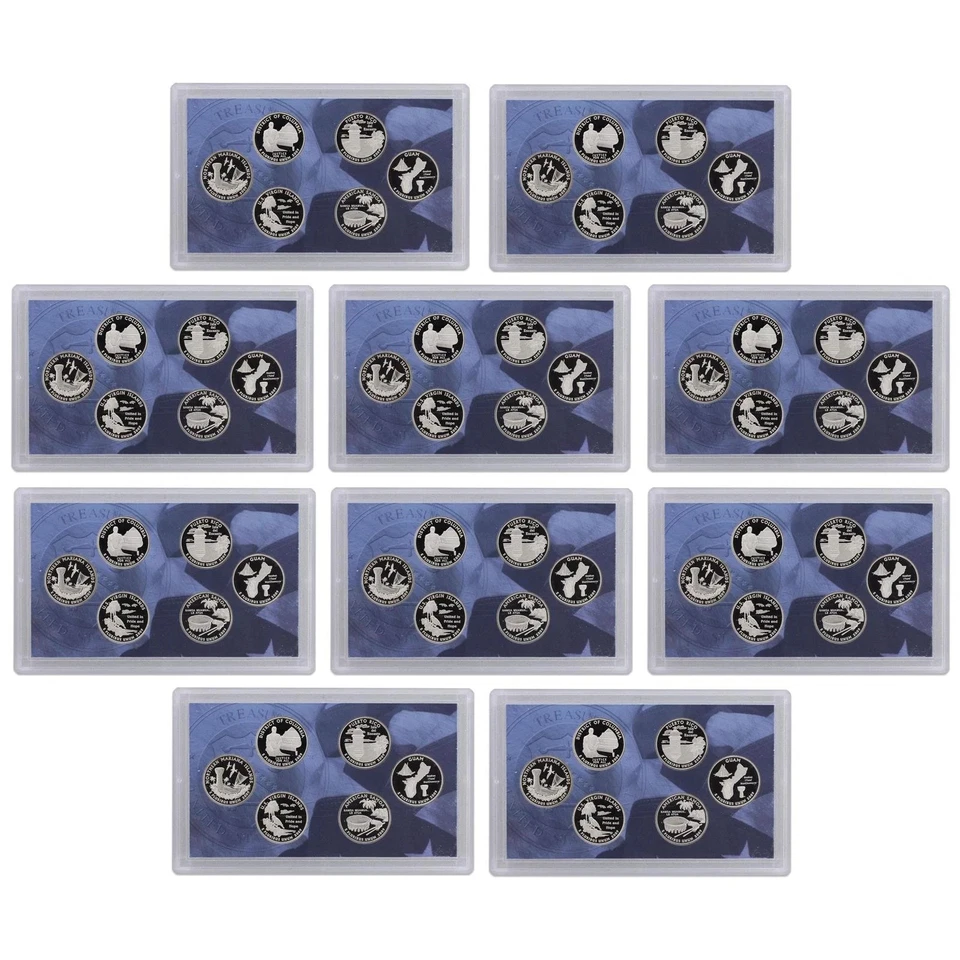 10 x 2009 S Proof Territories Quarter Set - No Box or COA 6 Coins - Image 1 of 1