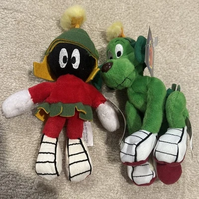 Vintage Looney Tunes 1999 Marvin the Martian & K-9 Dog Mini Bean Bag Plush New - Image 1 of 4