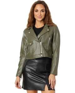 Blank NYC Vegan Leather Moto Jacket Women's Size Large Color Green NEW!! - Picture 1 of 4