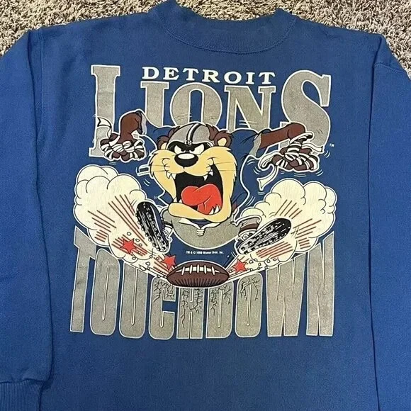 1990 Detroit Lions Cuello Redondo Taz Looney Tunes Sudadera De Colección S-5XL RM0497 Foto 1 de 1