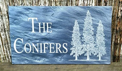 Slate House Sign 60cm x 35cm Large Plaque Personalised Laser Engraved & Fixings - Image 1 of 4