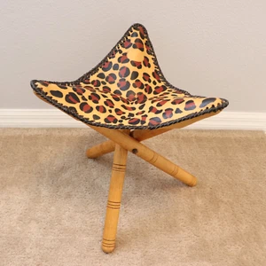 Carnivore Nairobi Johannesburg Africa Restaurant Leather Folding Tripod Stool - Picture 1 of 12