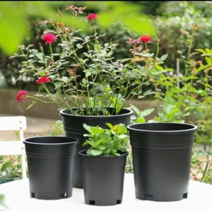 1/2/3/5/7/10/15/20 Gallon Plastic Nursery Pots Garden Plant Flower Pot - Picture 1 of 28