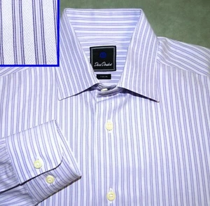 DAVID DONAHUE MENS DRESS SHIRT  16 34 35  LAVENDER STRIPED SHIRT - Picture 1 of 5