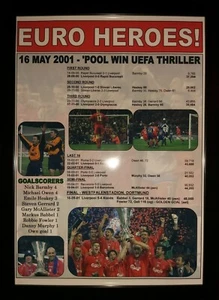 Liverpool Vincitori Coppa UEFA 2001 - stampa incorniciata - Foto 1 di 2
