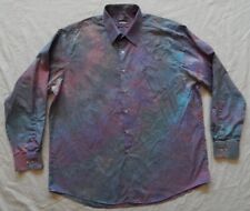 Tie Dye Purple Blue Long Sleeve Button Up Shirt - XL Mens Hand Made Psychedelic