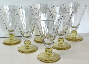 Tiffin? Wasser/Eisteegläser (6) Gelb/Topas Sockel Optik Kegel 5,5" 50er Jahre MCM - Bild 1 von 8