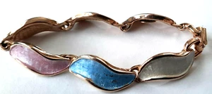 Hobe' Pastellfarben Emaille goldfarbenes Armband mit Scharnier 7" SCHÖN! - Bild 1 von 7