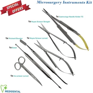 Kit de herramientas de microcirugía Castroviejo Molt.9 noyes tijera disección cirugía CE - Imagen 1 de 9