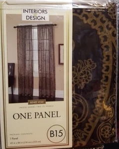 New! INTERIORS BY DESIGN brown sheer window panel 84 inches - Picture 1 of 3