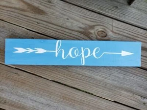 Primitive Farmhouse Blue HOPE Wood Sign / Shelf Sitter Country Decor Primitive - Picture 1 of 3