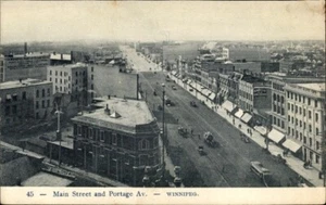 Winnipeg MANITOBA, Main Street & Portage Ave; Paint & Glass Co.; Tram; Postcard - Picture 1 of 2