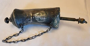 ANTIQUE OTTOMAN TURKISH HANDMADE GUNPOWDER HORN WITH COPPER FITTINGS - Picture 1 of 12