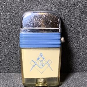 Scripto VU Masonic Lighter, Vintage! Good Condition, Missing Parts! AS IS!
