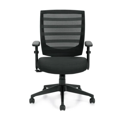 GOF Ergonómico Malla Negra Respaldo Silla de Oficina Giratorio Inclinable Asiento de Tarea Brazos Ajustables Foto 1 de 4