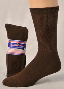 6 Pair Brown Men's Women Physicians Choice Crew Cushioned Diabetic Socks 3 Sizes - Picture 1 of 2