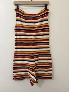 Vtg 70s Striped Terry Cloth Romper Beachy Boho Cover Up Retro - Picture 1 of 4