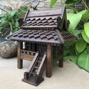 Casa degli spiriti buddismo case in legno stile tailandese mini altare artigianato decorazione Buddha - Foto 1 di 12