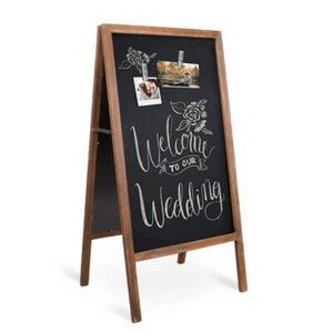 Large Wooden A-Frame Chalkboard Menu Sign Black Board Sidewalk Wedding Signage - Picture 1 of 21
