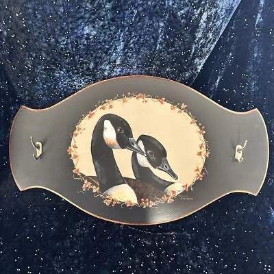 Vintage Handpainted Geese Wood Wall Hooks Towel Rack Farmhouse Decor Cottagecore - Image 1 of 4