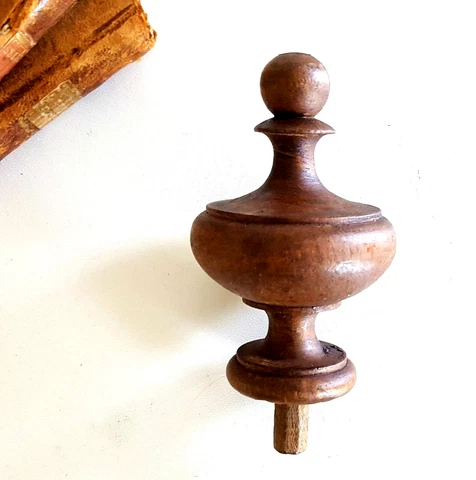 Post finial french antiques turned carved wood topper Bed Clock Furniture 3.9 in Cover
