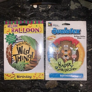 Jungle, Safari, Wild Thing, Happy Birthday Balloons. Two Total. 18” Mylar, New!! - Picture 1 of 2