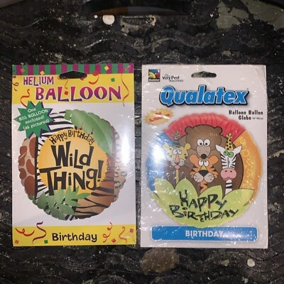 Globos de feliz cumpleaños Jungle, Safari, Wild Thing. Dos en total. Mylar 18"" ¡Nuevo!! Foto 1 de 2