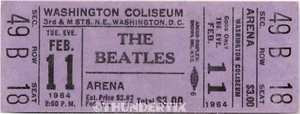 1  BEATLES UNUSED FULL CONCERT TICKET 1964 Washington D C pur  laminated reprint - Picture 1 of 1