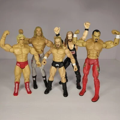 Lote de 5 figuras de lucha libre WWF Jakks Flair, Guerrero, Edge, H, Nash - De colección Foto 1 de 4