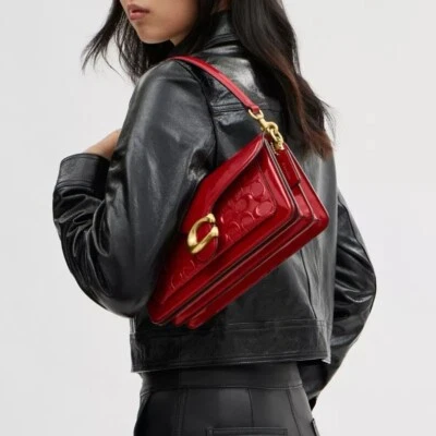 COACH Tabby26 Crossbody Bag Signature Patent leather Red CM554 outlet New JPN - Image 1 of 4