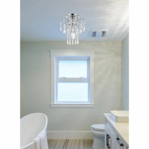 Crystal Semi Flush Mount Chandelier Hallway Bedroom Kitchen Closet Light Fixture - Picture 1 of 10